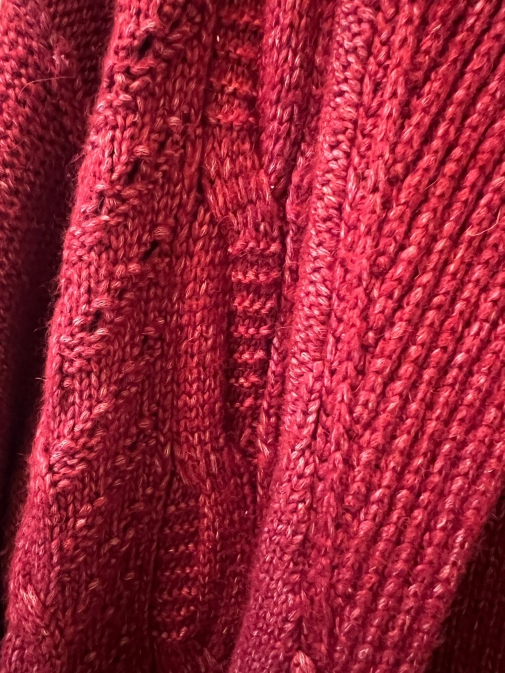 Sundance Red Open-Front Fringe Knit Cardigan XL - Picture 3 of 4